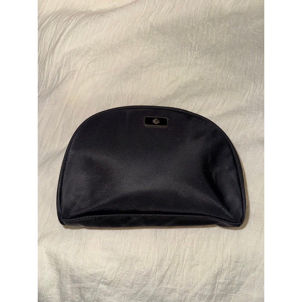 Kate Spade Dawn black cosmetics makeup bag zip gold‎ tone & black metal logo